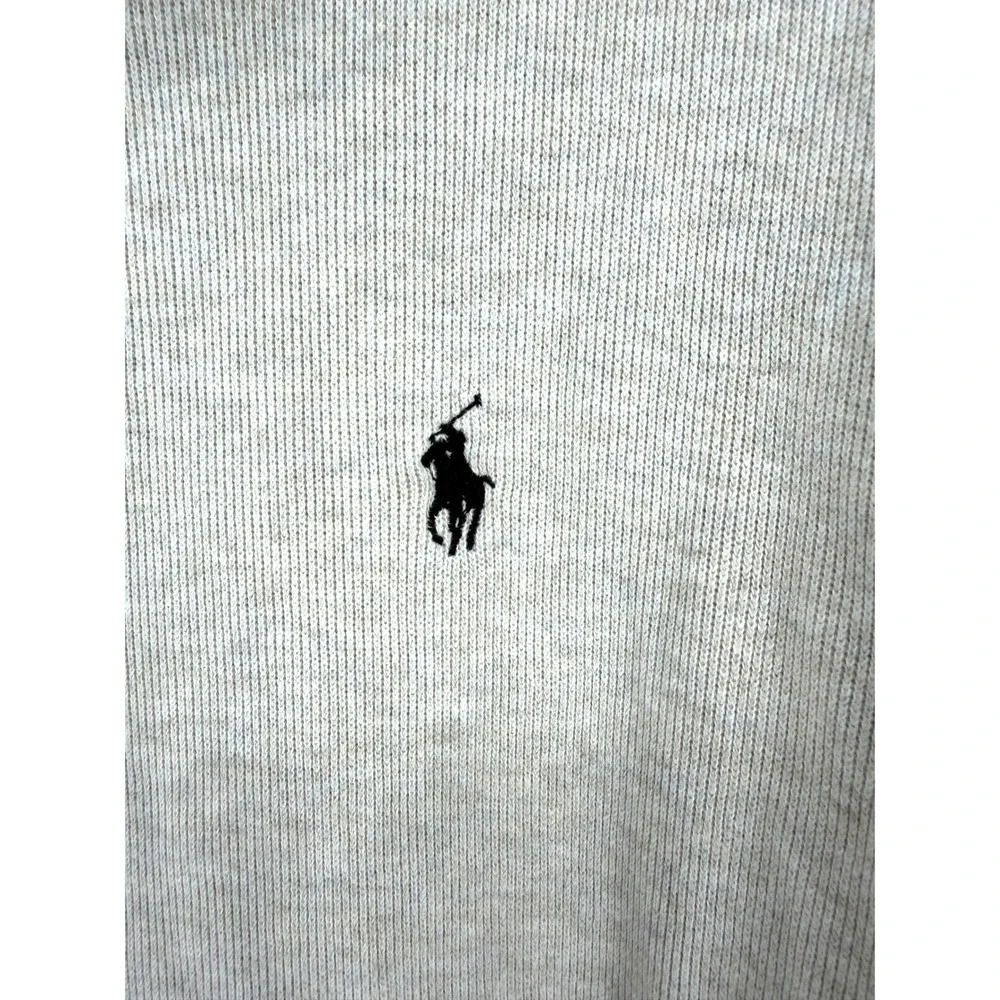 Polo Ralph Lauren Sweater Quarter Zip Large Beige Cotton Ribbed Knit Pullover